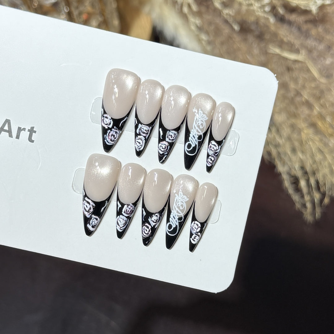 Floral and Glossy Press-On Nail Set Kalsten