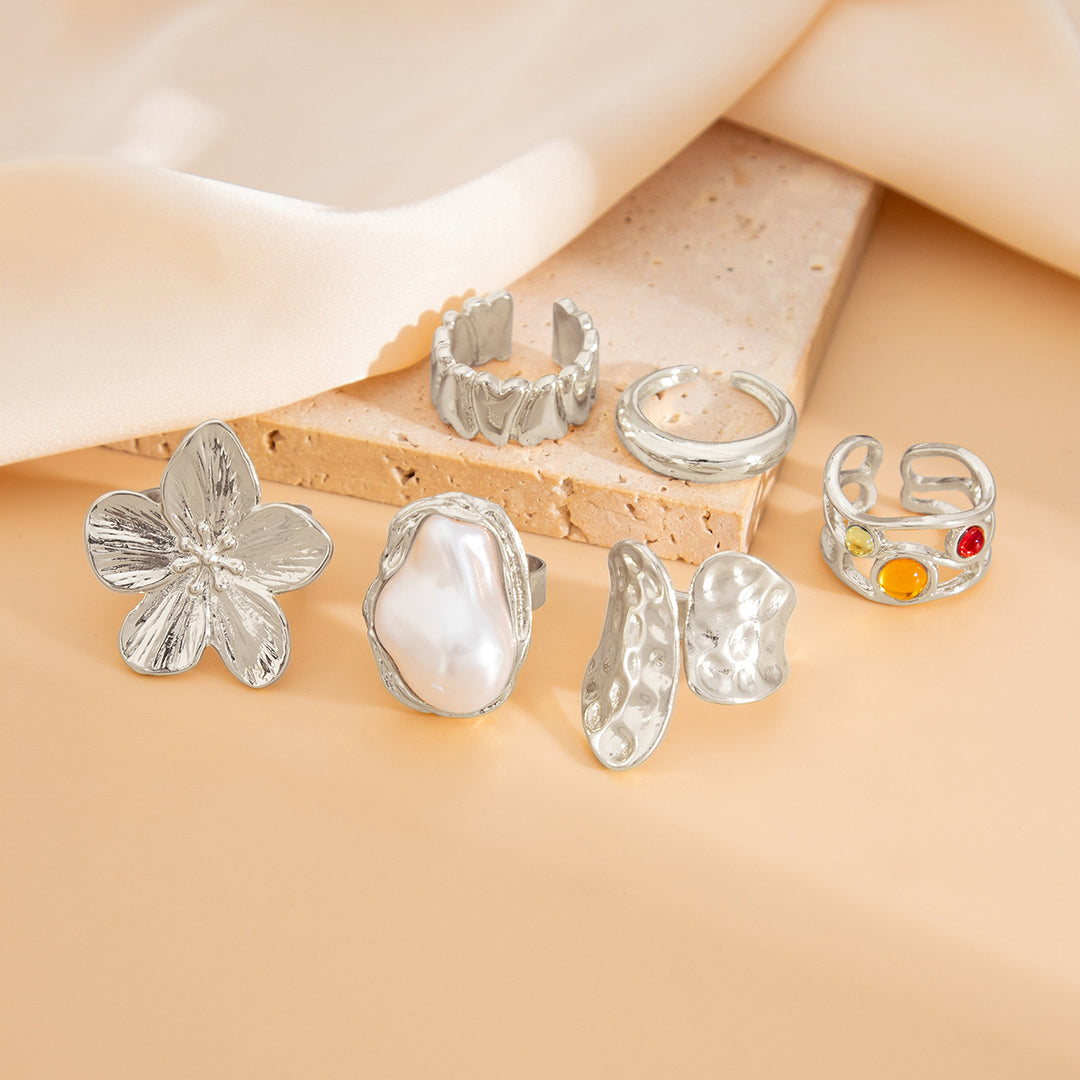 Floral Silver Statement Ring Kalsten