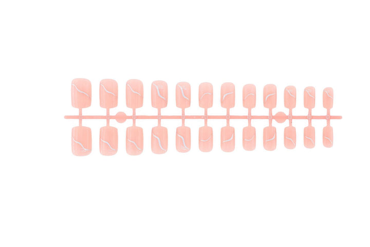 Acrylic nail set with elegant wave lines and shimmering accents Kalsten