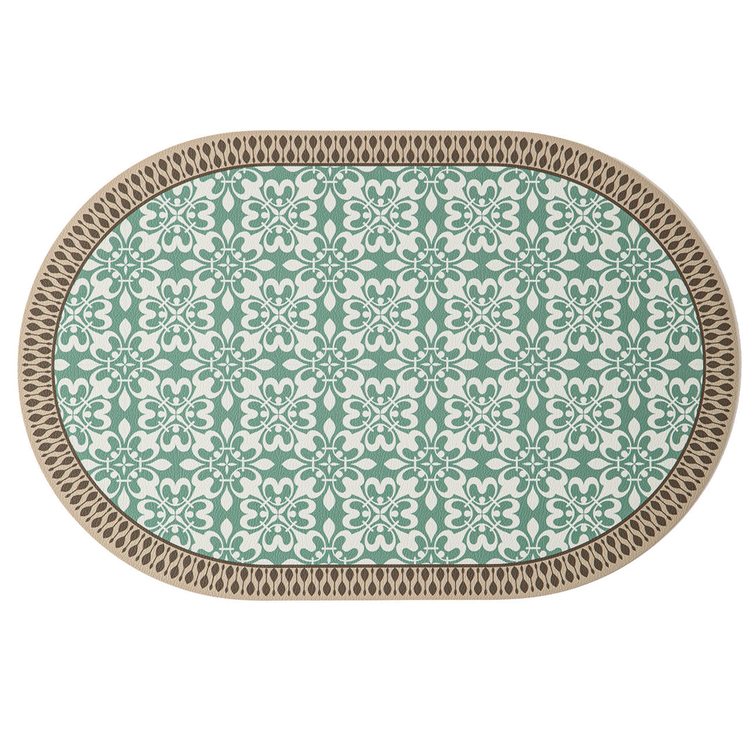 Round decorative rug with floral animal illustration and fine jacquard structure Kalsten
