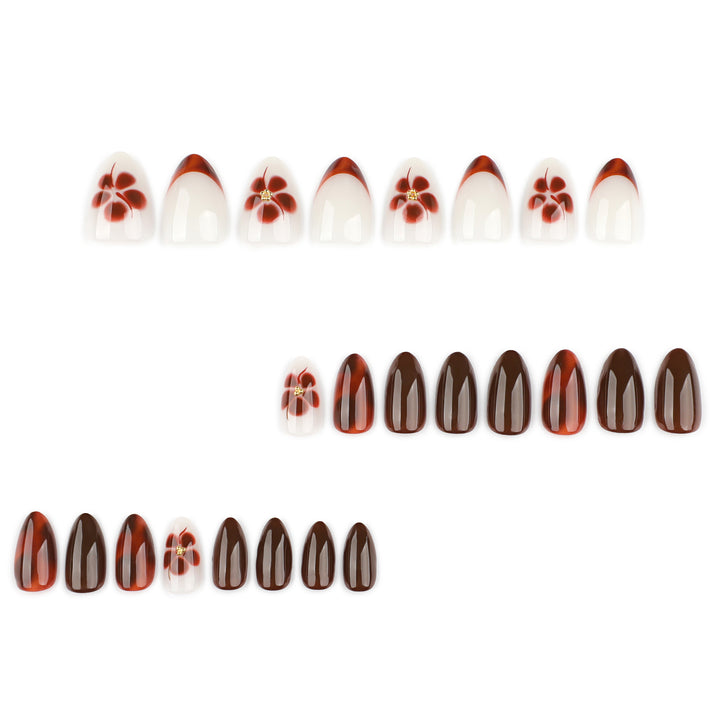 Artful Nail Extensions with Elegant Floral and Glossy Design Kalsten