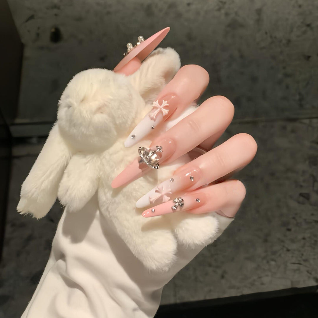 Acrylic nails with rhinestone embellished accents Kalsten