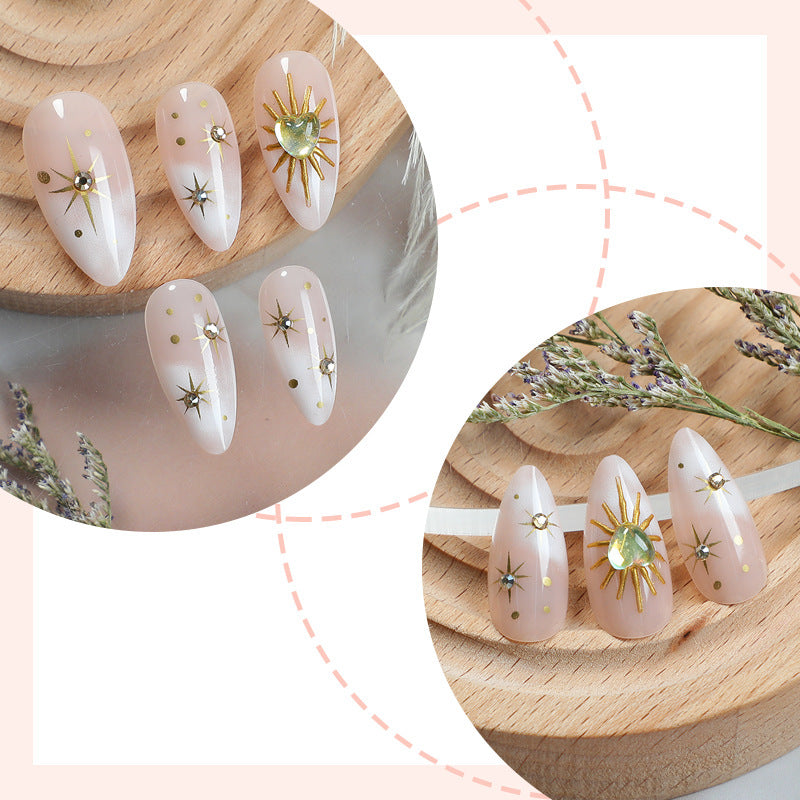 Acrylic nail set with sparkling star and glitter designs Kalsten