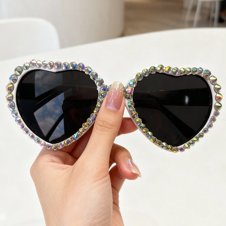 Heart-Shaped Rhinestone-Embellished Sunglasses Kalsten