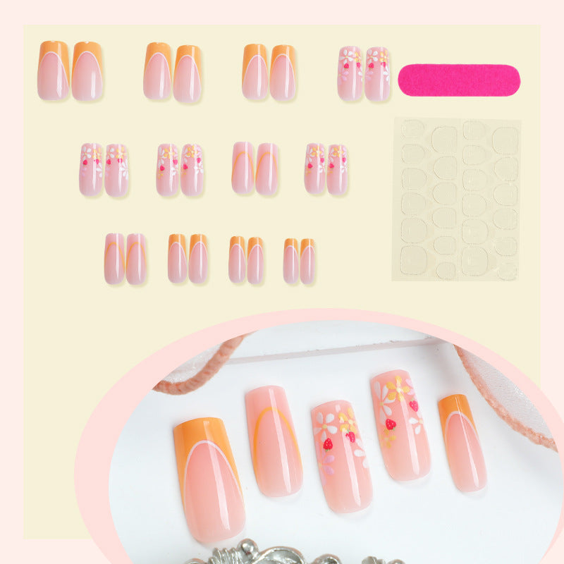 Floral Design Press-On Nail Set with Elegant Details Kalsten