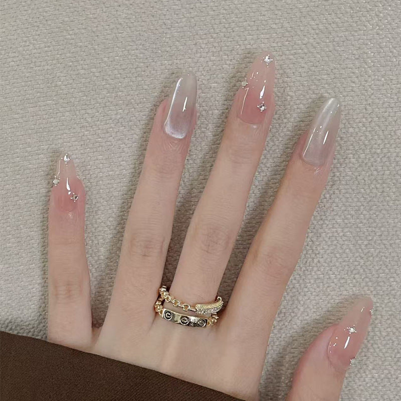 Decorative Press-On Nail Set with Subtle Glitter Accents Kalsten