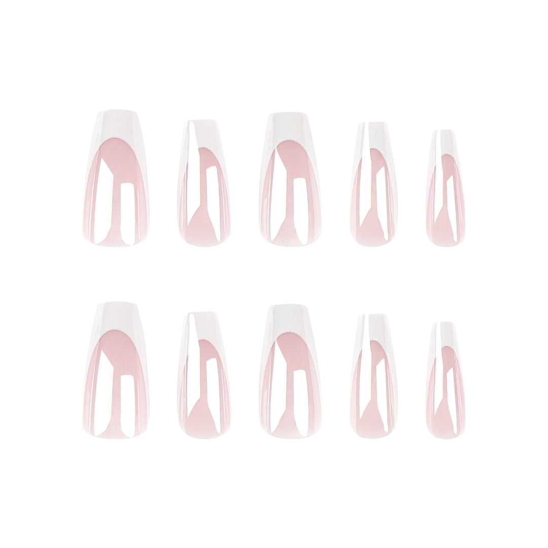 Elegant Nail Extensions with High Gloss Finish and Precise French Tip Kalsten