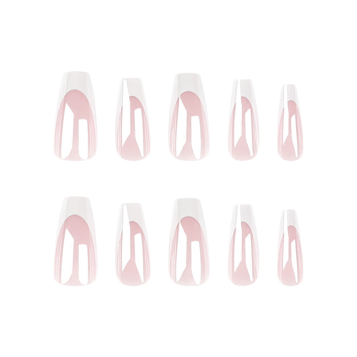 Elegant Nail Extensions with High Gloss Finish and Precise French Tip Kalsten
