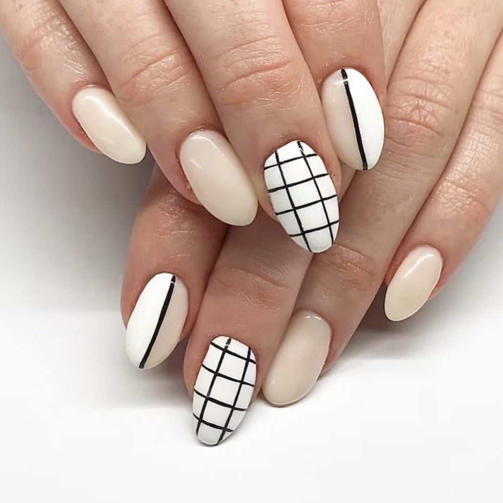 Elegant Geometric Press-On Nail Art Kalsten