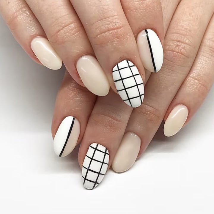 Elegant Geometric Press-On Nail Art Kalsten