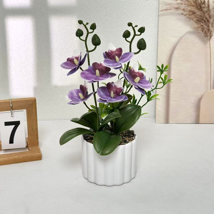 Lifelike Artificial Orchid Plant Arrangement for Home Display