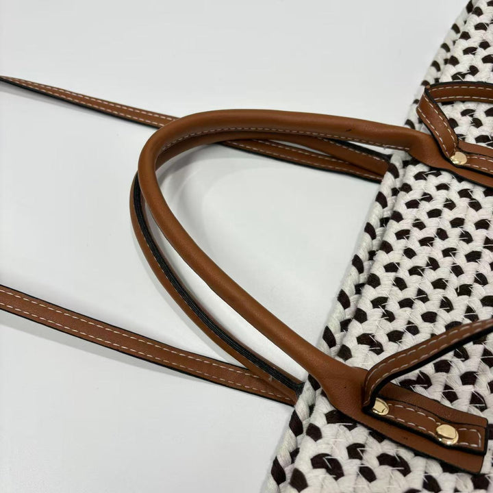 Large beach bag with faux leather handles Kalsten