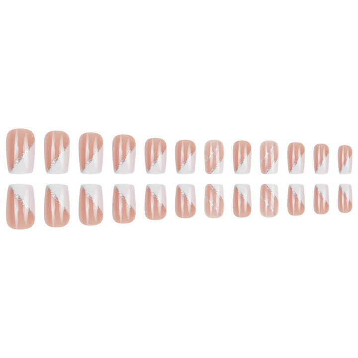 Elegant French Tip Stiletto Press-On Nails with Glitter Accents Kalsten