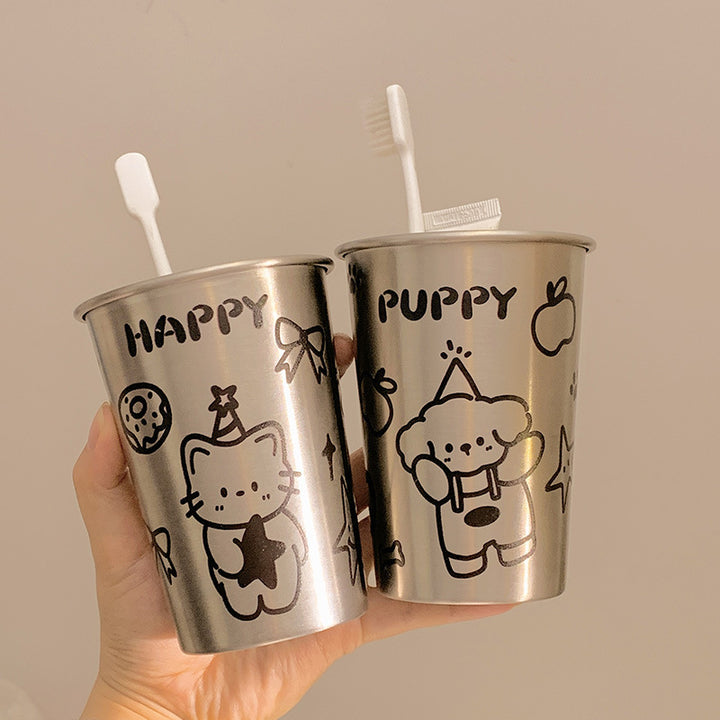 Stainless Steel Drinking Cup with Playful Dog Design Kalsten