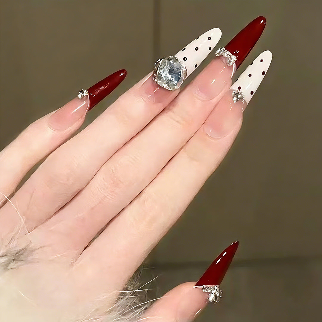 Glamorous artificial nail designs with crystal embellishments Kalsten