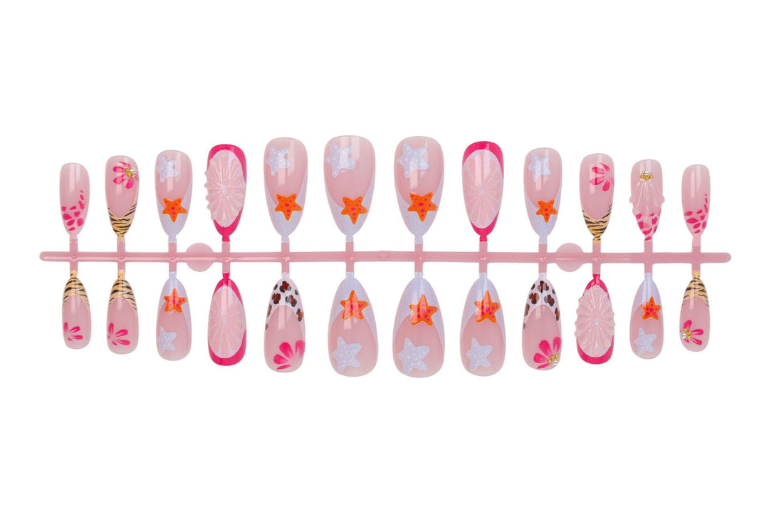 Artificial nail set with creative floral and maritime designs Kalsten