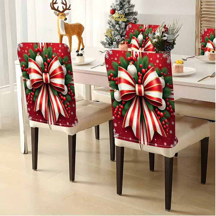 Chair back cover with elastic Halloween gnome and pumpkin design