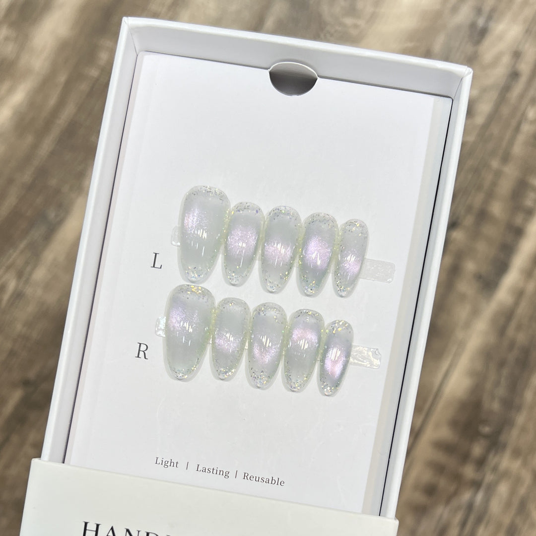 Handmade Press-On Nail Set with Iridescent Finish Kalsten