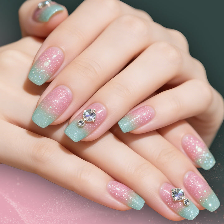 Ombre Glitter Press-On Nail Set Kalsten