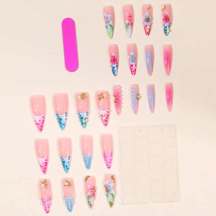 Artistic 3D Floral Acrylic Nail Extensions Kalsten