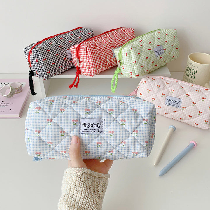 Quilted Cherry Print Pencil Case Kalsten
