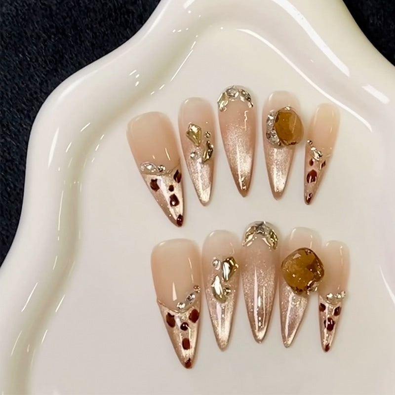 Stylish Press-On Nail Tips with Leopard Design Kalsten