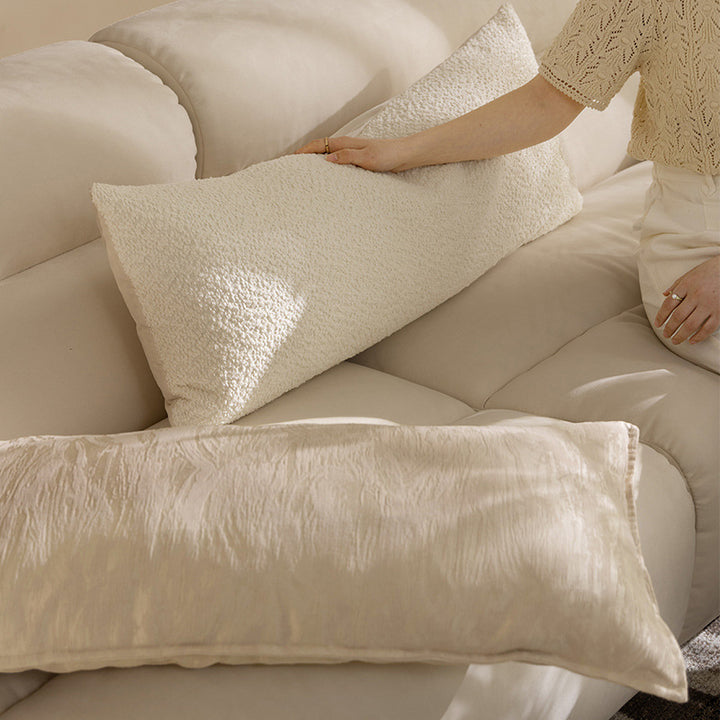 Long lumbar decorative cushion with bouclé cover and soft filling Kalsten