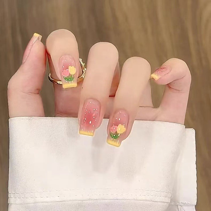 Artistic nail set with 3D flower and bow details Kalsten