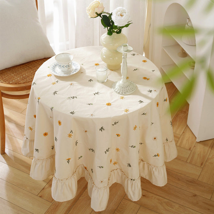 Embroidered Floral Design Table Cover