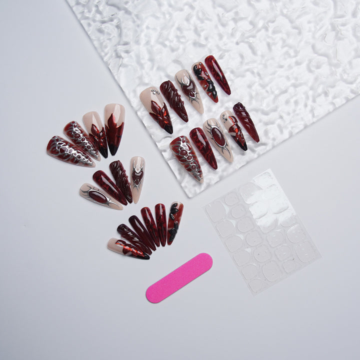Acrylic nail set with artistic designs Kalsten
