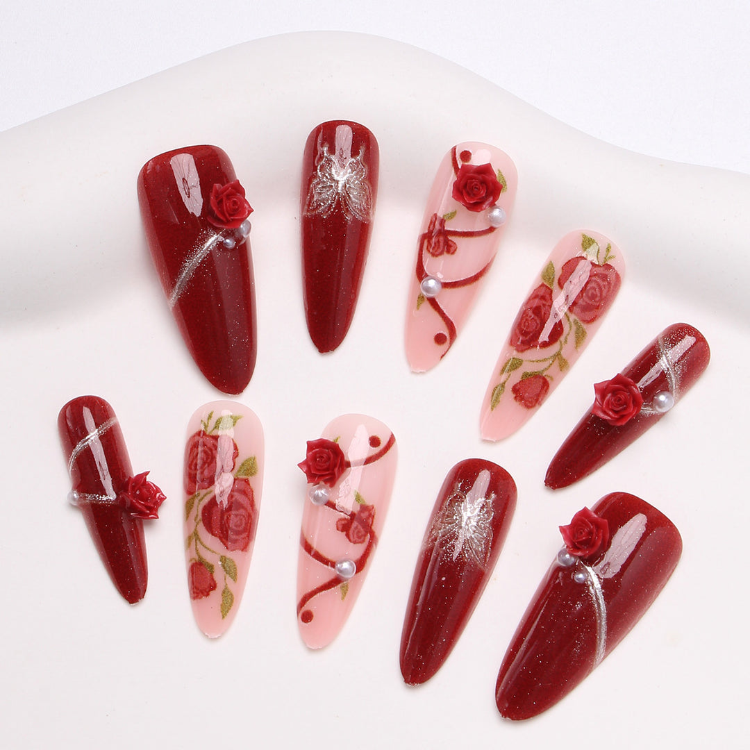 Romantic Floral Press-On Nail Set Kalsten