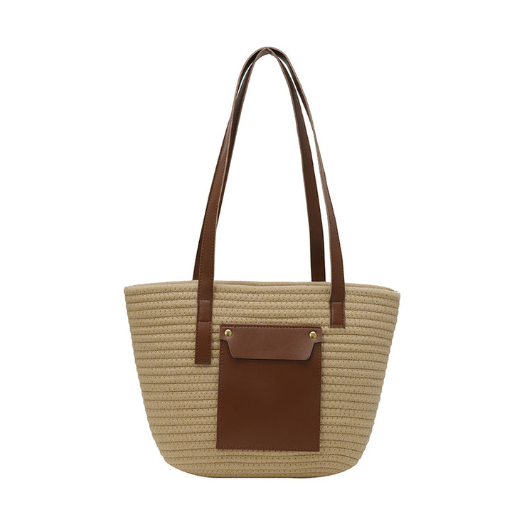 Stylish Woven Tote Bag with Pocket