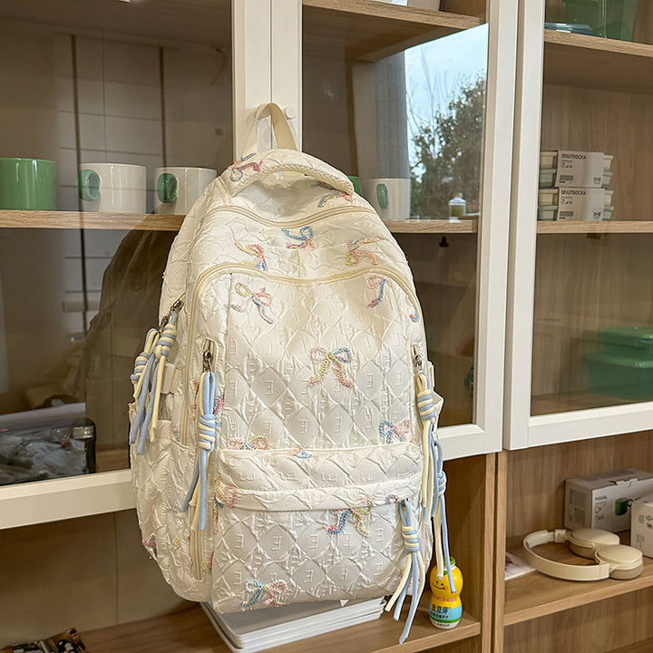 Quilted Bow-Detail Fashion Backpack Kalsten