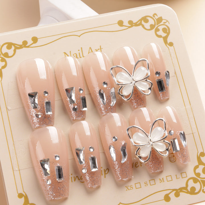 Glamorous Butterfly-Embellished Press-On Nail Art Kalsten