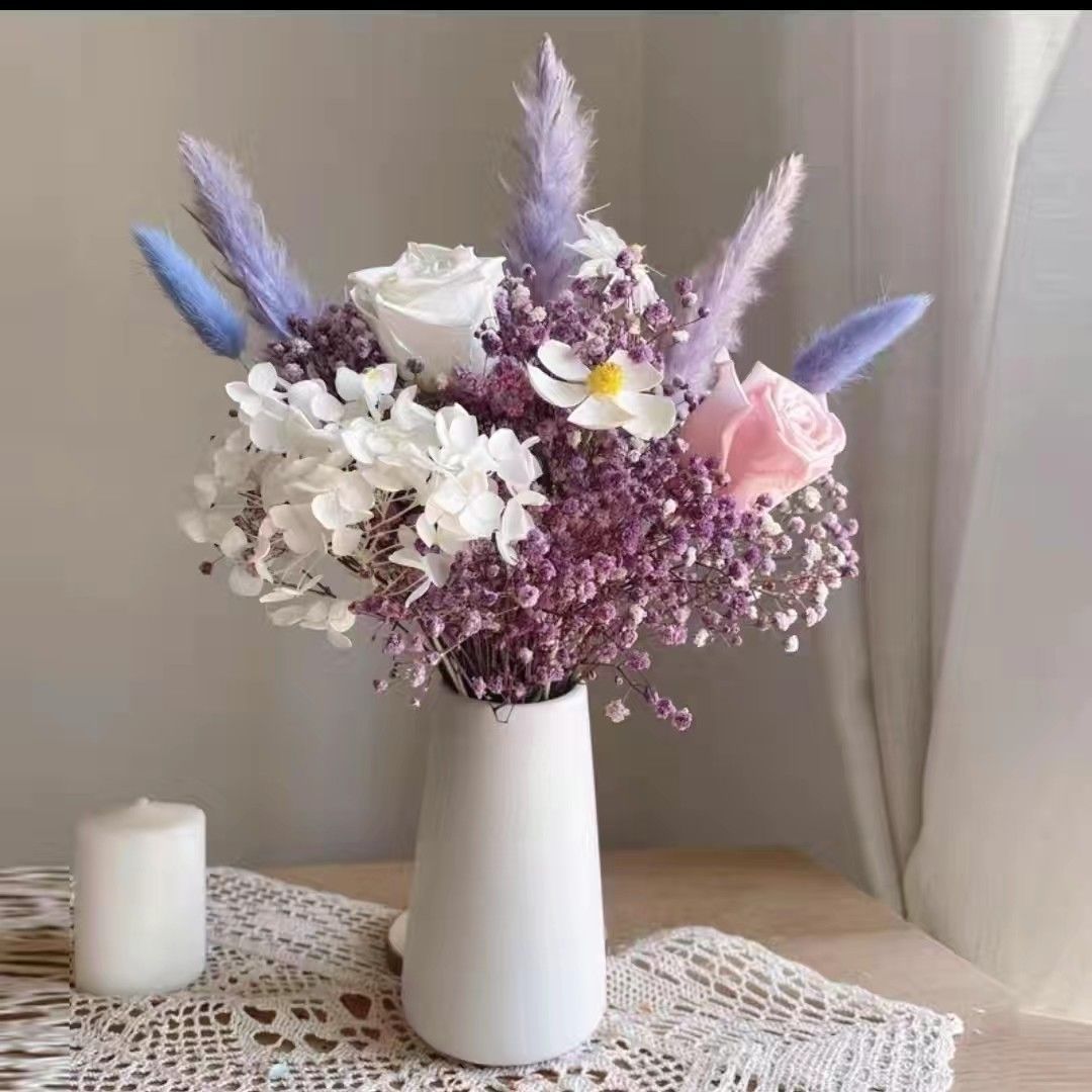 Dried Floral Bouquet with Elegant Yellow Accents