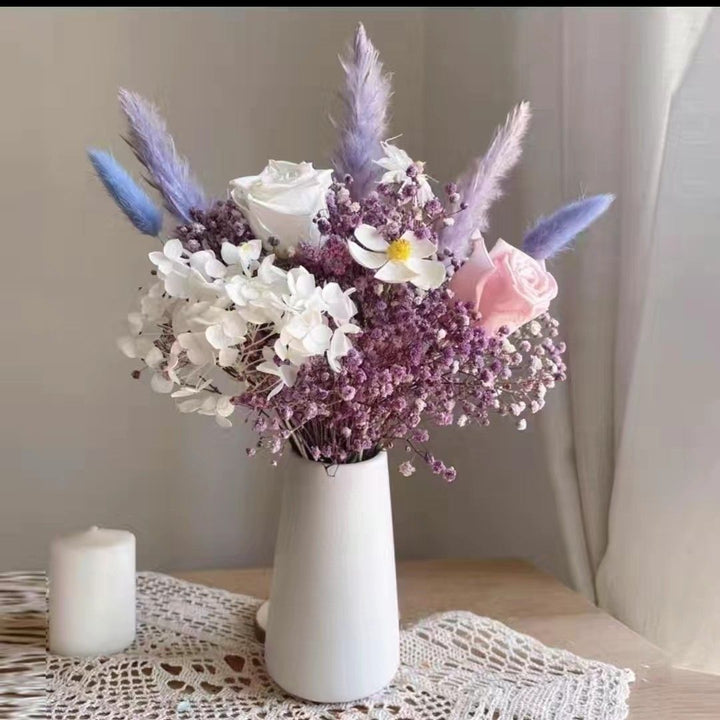 Dried Floral Bouquet with Elegant Yellow Accents