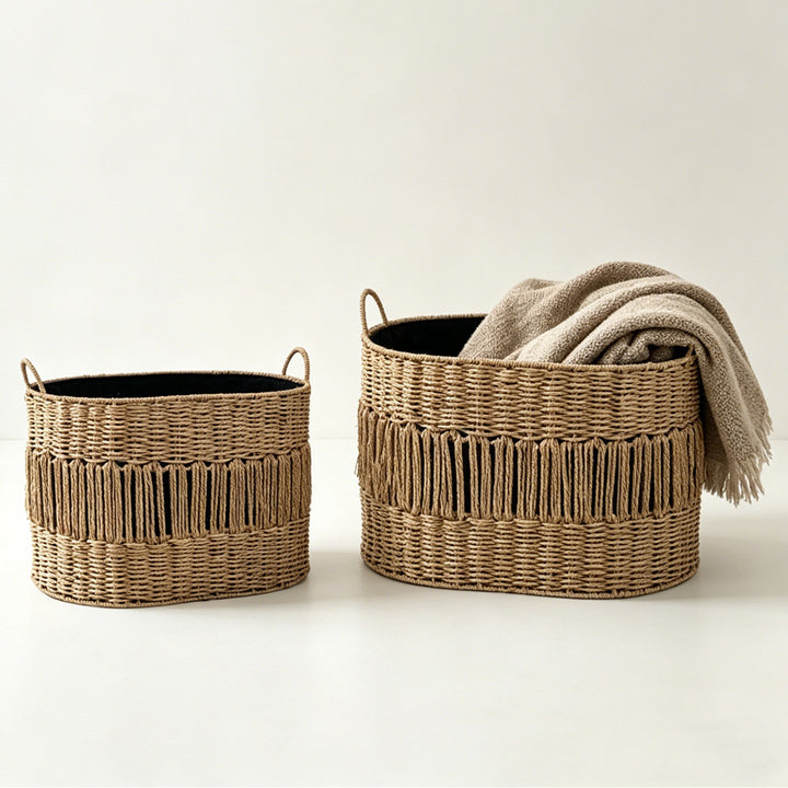 Storage basket with elegant fringe design Kalsten