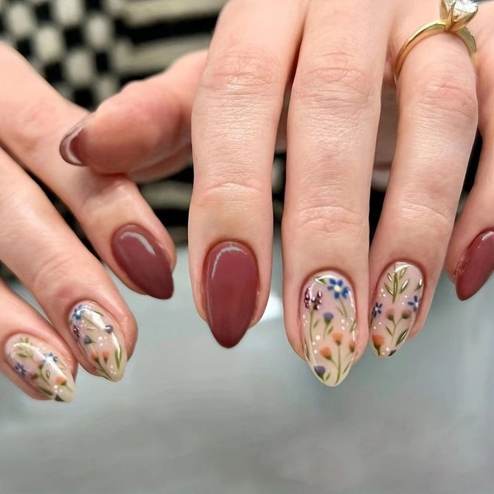Floral Articulated Acrylic Nail Extensions Kalsten