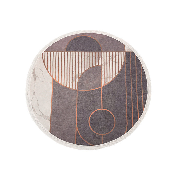 Round Decorative Living Room Carpet with Modern Geometric Pattern Kalsten