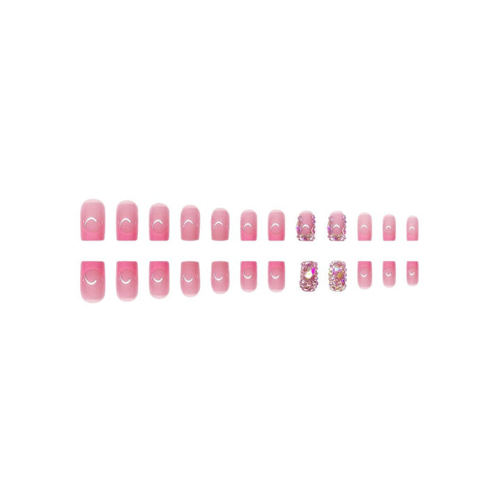 Decorative Press-On Nail Set with Rhinestone Accents Kalsten