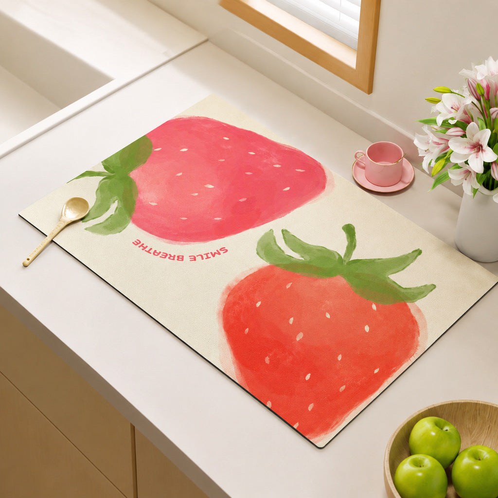 Artistic Fruit-Themed Kitchen Mat Kalsten