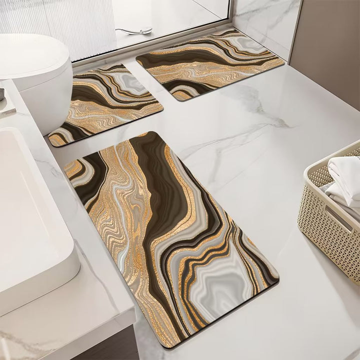 Luxurious Marble Pattern Bath Mat Set Kalsten