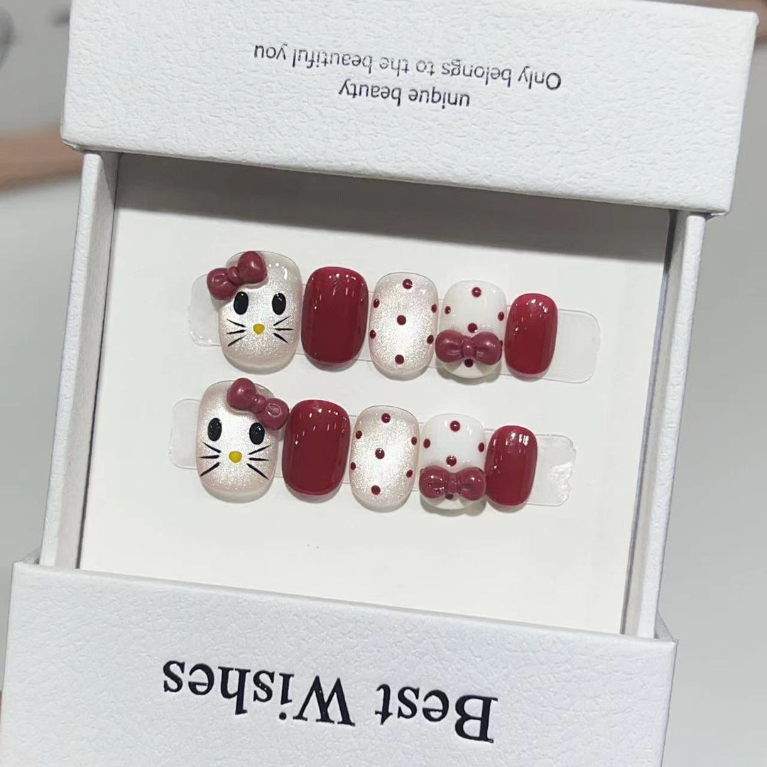 Artistic Press-On Nail Set with Elegant Floral Design Kalsten