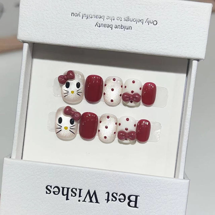 Artistic Press-On Nail Set with Elegant Floral Design Kalsten