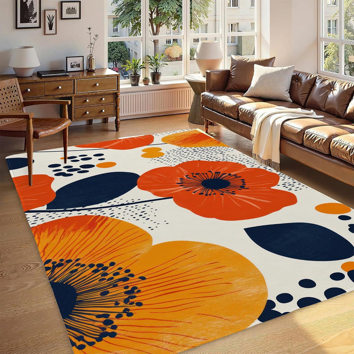 Abstract Leaf Print Area Rug