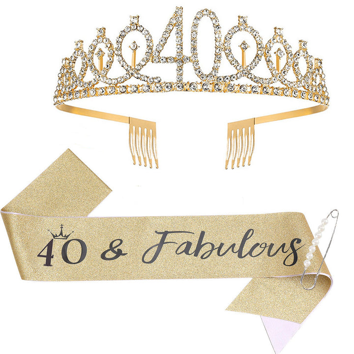 Ladies Sparkling Tiara with personalized 80th Birthday Inscription Kalsten