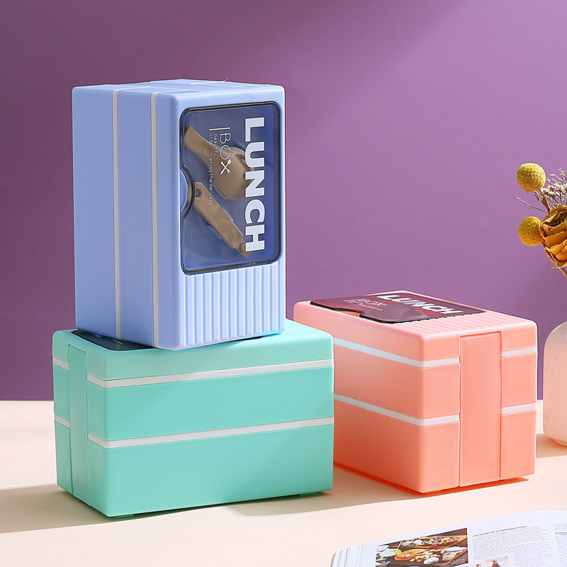 Multi-Layered Lunch Box with Integrated Cutlery