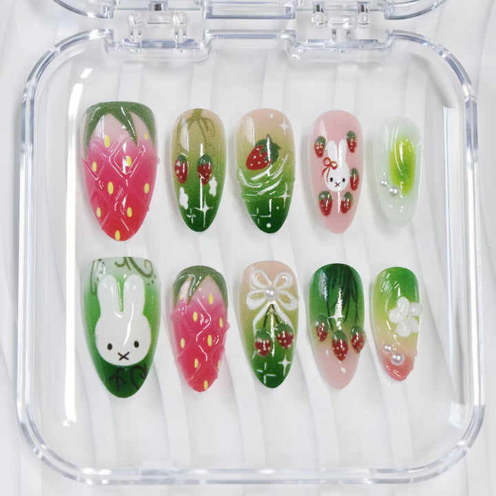 Artistic Floral Press-On Nail Set Kalsten