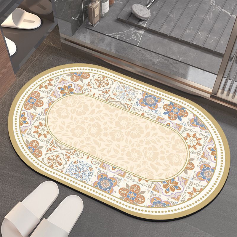 Floral-Patterned Memory Foam Bathroom Mat