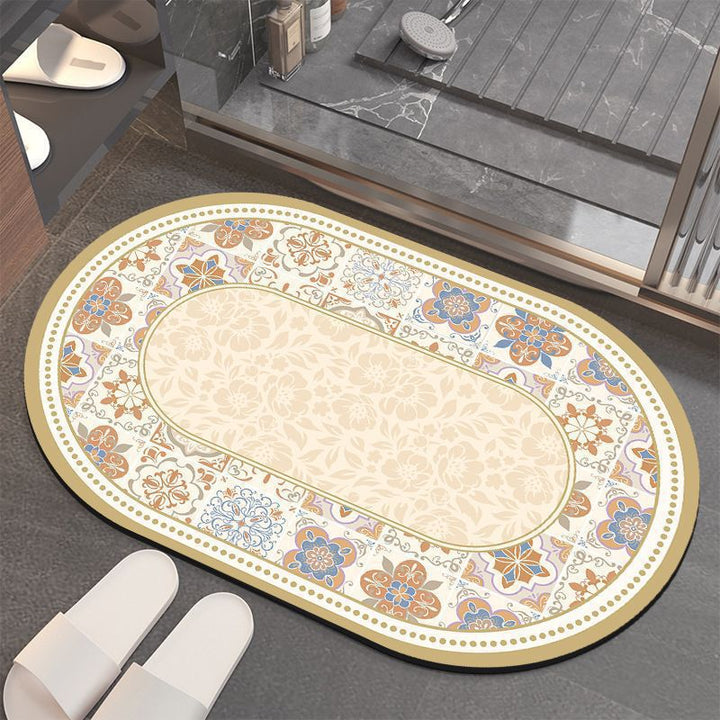 Floral-Patterned Memory Foam Bathroom Mat